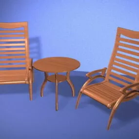 Accent Table And Chairs Set 3d model