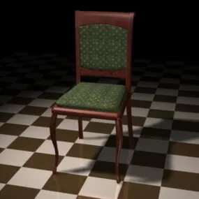 Red Wood Dining Chair 3d model