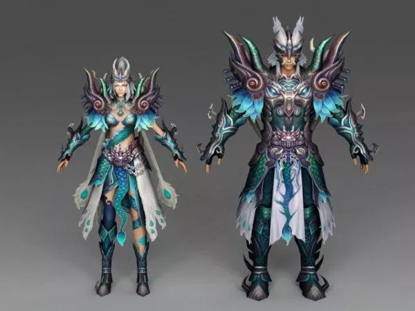 Dragon Warrior Couple 3d model Dragon Warrior Couple 3d model