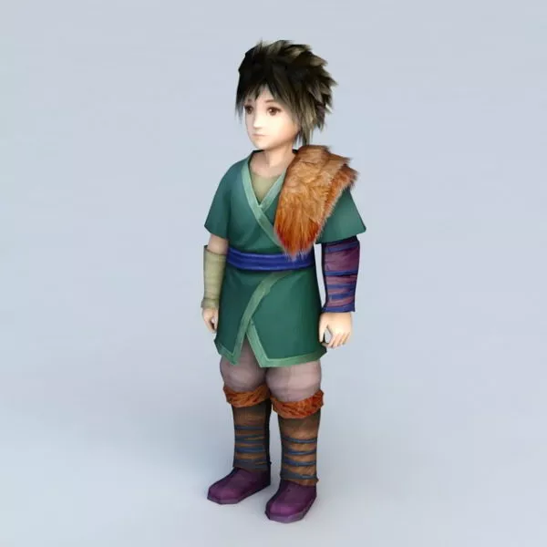 Cartoon Boy In Red Shirt 3d model