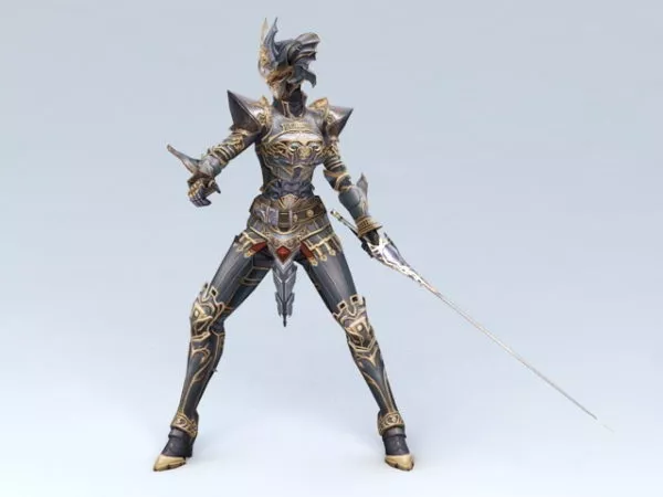 Female Knight Attack 3d model Female Knight Attack 3d model