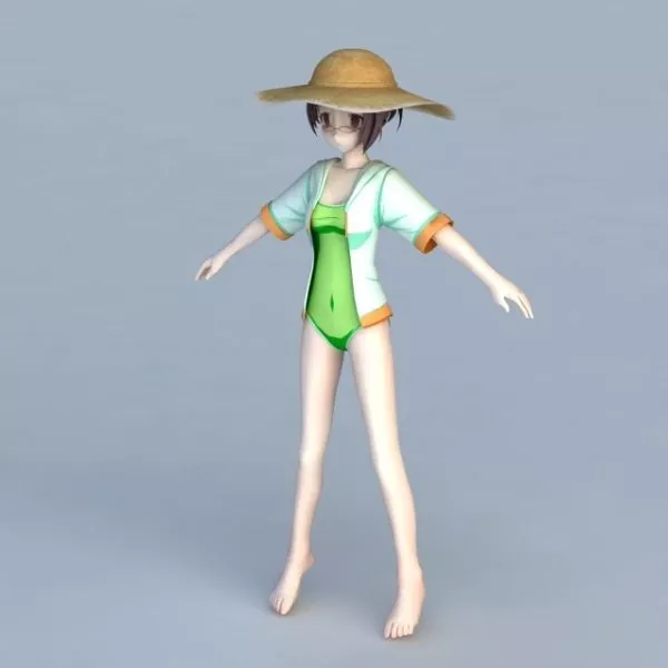 Anime Beach Girl 3d model Anime Beach Girl 3d model