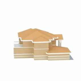 American House With Garage 3d model