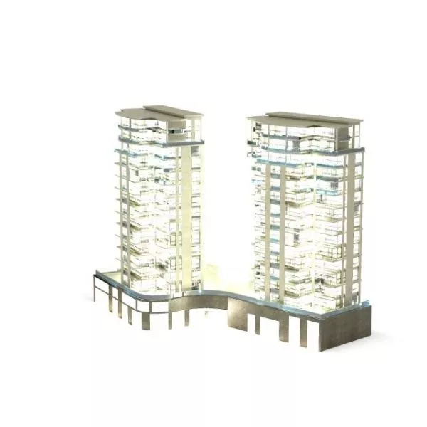 Architectural Apartment Building 3d model