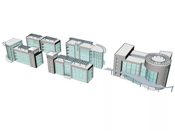 Modern Office Buildings With Glass Wall 3d model Modern Office Buildings With Glass Wall 3d model