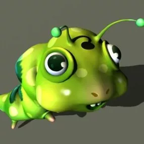 Cute Cartoon Worm Animation 3d model