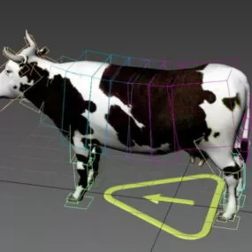 Black & White Cow Rig 3d model