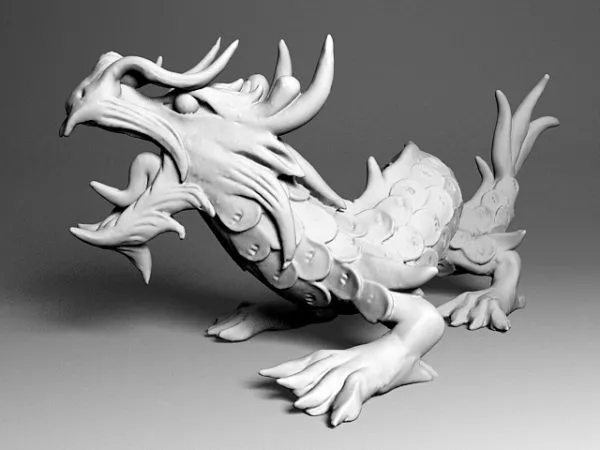 Medieval European Dragon Statue 3d model