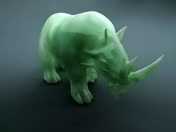 Green Jade Carved Rhino 3d model Green Jade Carved Rhino 3d model