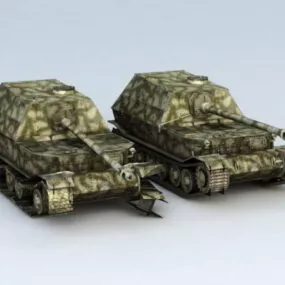 Elefant Tank Destroyer And Damaged 3d model