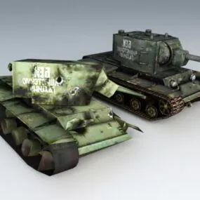 Kv-2 Tanks And Destroyed 3d model
