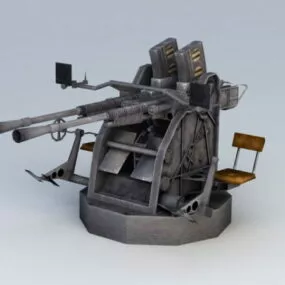 25 Mm Anti-aircraft Gun 3d model