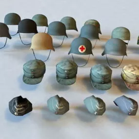 Military Helmets And Hats 3d model
