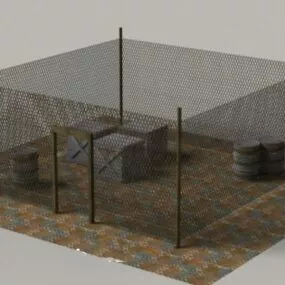 Military Chain Link Fencing 3d model