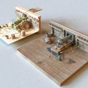 18th Century Cannon Deck 3d model