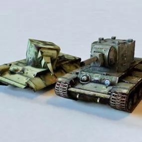Destroyed Kv-2 Tank 3d model