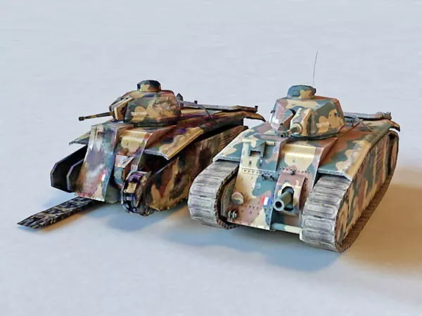 French Char B1 Heavy Tank 3d model French Char B1 Heavy Tank 3d model