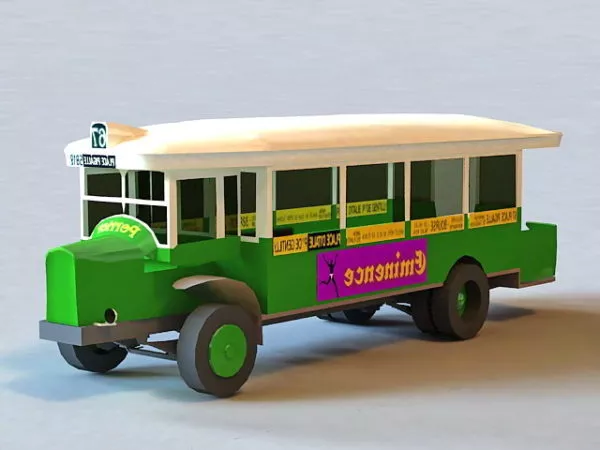 Old Double Decker Bus City Vehicle 3d model