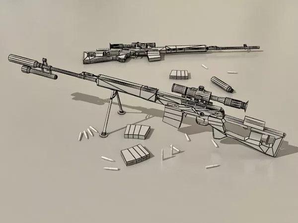Warrior And Sniper Gun 3d model