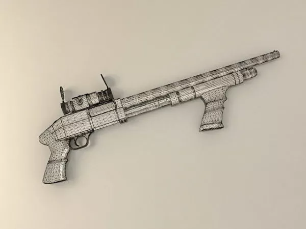 Shotgun With Scope 3d model Shotgun With Scope 3d model