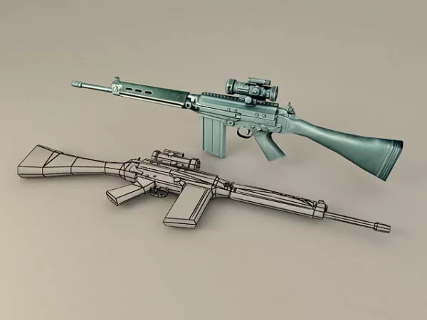 Fn Fal Battle Rifle 3d model Fn Fal Battle Rifle 3d model