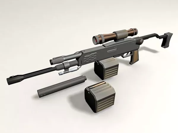 Barrett M98b With Cartridge And Scope 3d model Barrett M98b With Cartridge And Scope 3d model