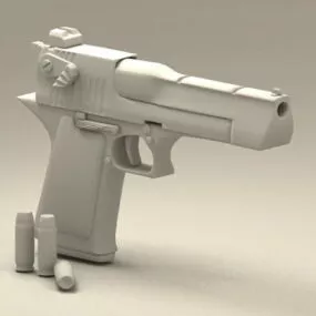 Desert Eagle And Bullets 3d model