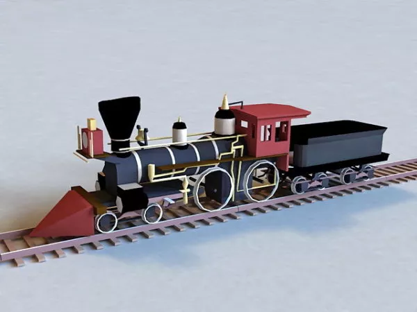 Old Vintage Train And Rail 3d model Old Vintage Train And Rail 3d model