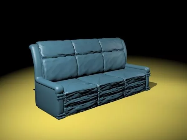 Blue Leather Sofa 3d model Blue Leather Sofa 3d model
