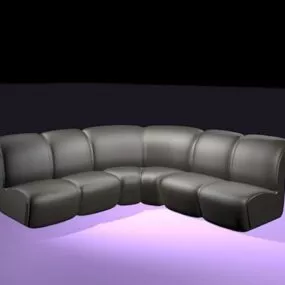 Black Leather Corner Sofa 3d model