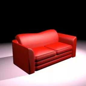 Red Leather Loveseat 3d model
