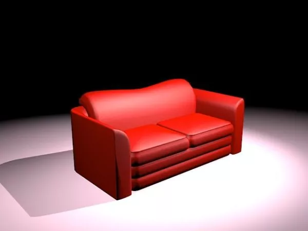 Dark Green Leather Loveseat Sofa 3d model