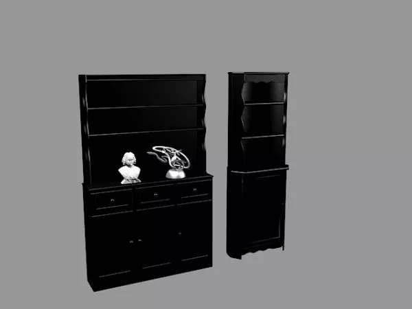 Black Bookcase With Doors 3d model Black Bookcase With Doors 3d model