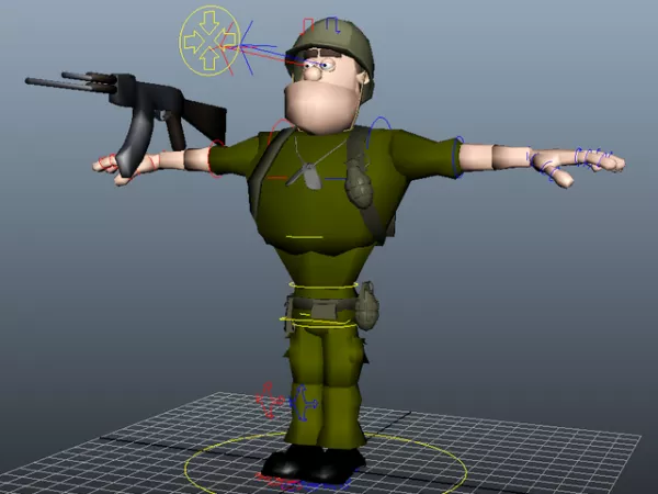 Cartoon Soldier Rig 3d model Cartoon Soldier Rig 3d model
