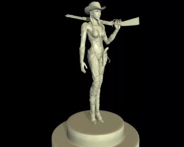 Cowgirl With Gun 3d model Cowgirl With Gun 3d model
