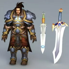 Human King With Swords 3d model