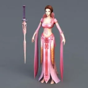 Warrior Women With Sword 3d model