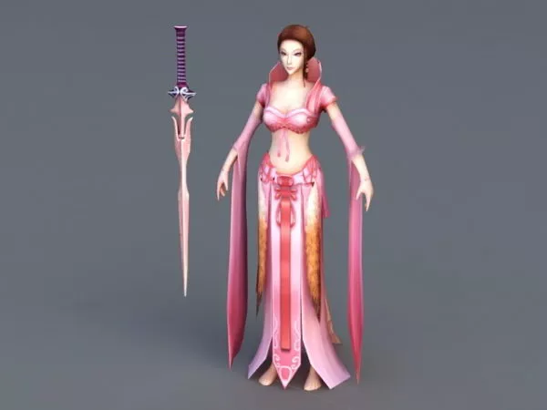 Warrior Women With Sword 3d model Warrior Women With Sword 3d model