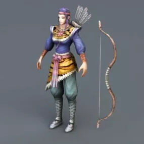 Female Medieval Archer Hunter 3d model