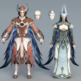Anime Warrior Couple 3d model