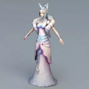 Medieval Young Lady 3d model