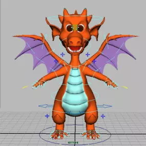 Cute Fire Dragon Rig 3d model