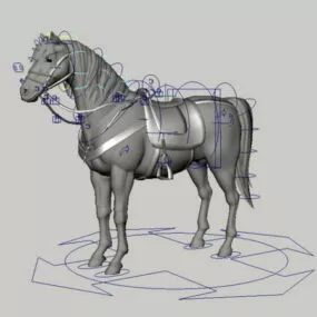 Horse With Saddle Rig 3d model