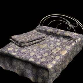 Contemporary Metal Platform Bed 3d model