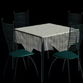 5 Piece Metal Dining Sets 3d model