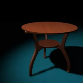 Round Wood Coffee Table 3d model