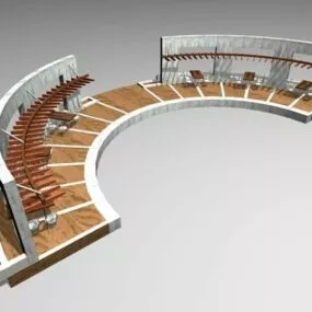 Park Arbor With Benches 3d model