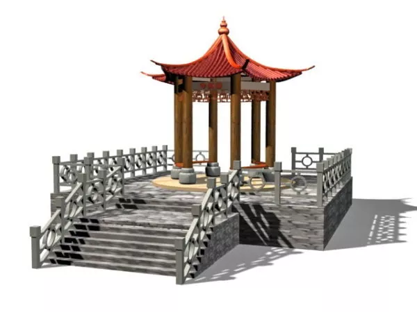 Pavilion Building Hexagon Roof Top 3d model