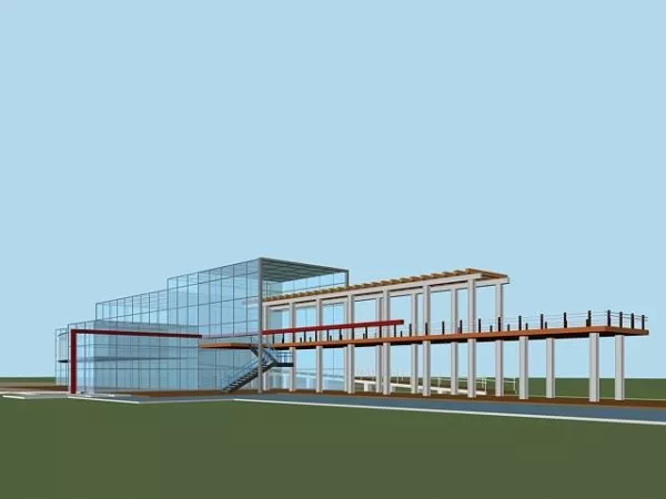 Glass Architecture Building With Walkway 3d model Glass Architecture Building With Walkway 3d model