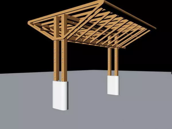 Stone Pergola Structure Vintage Style 3d model